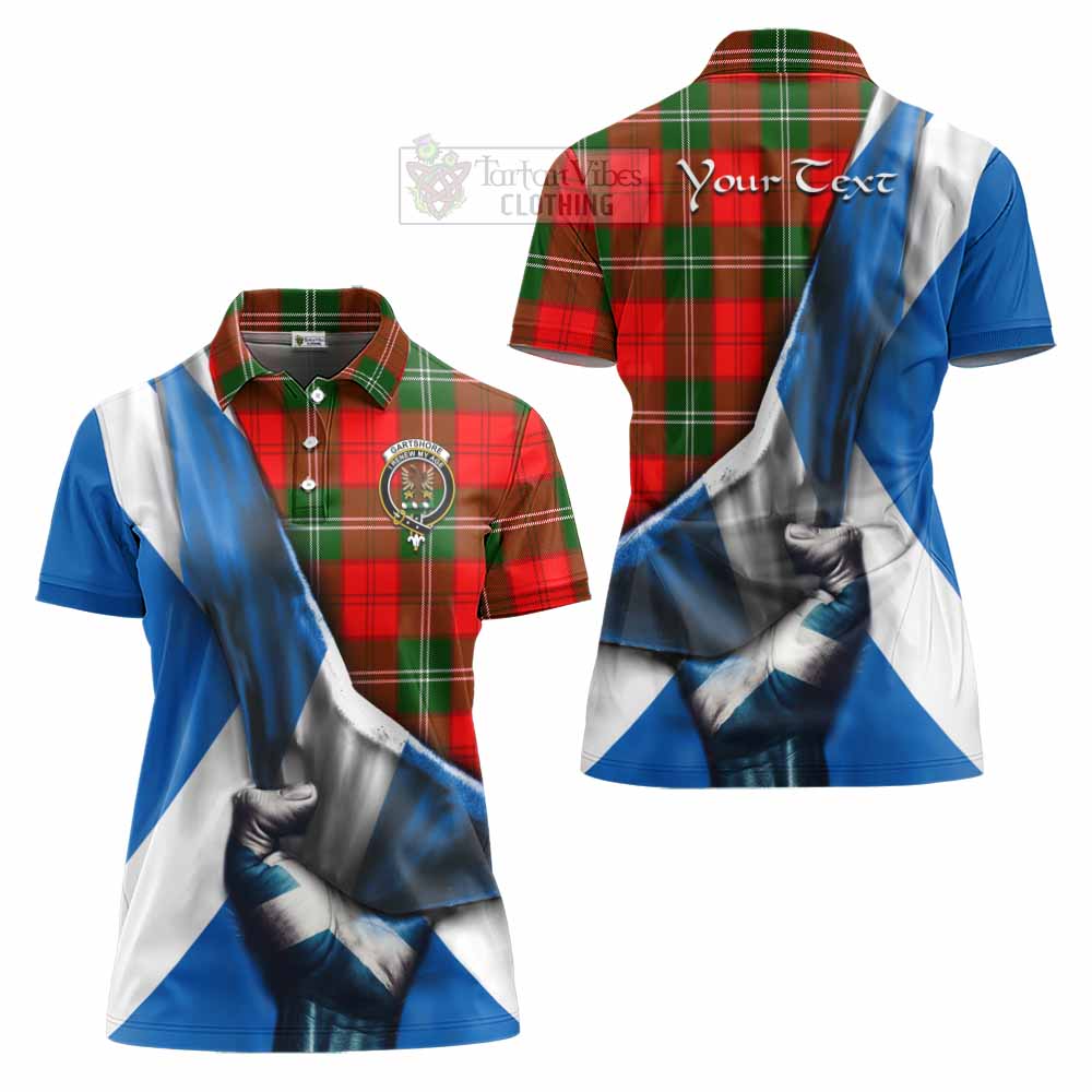 Tartan Vibes Clothing Gartshore Tartan Women's Polo Shirt with Family Crest Scotland Patriotic Style