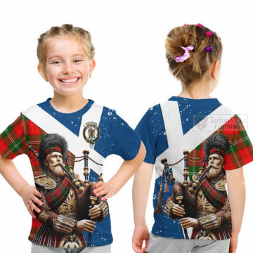 Gartshore Tartan Kid T-Shirt with Family Crest Scottish Bagpiper Vibes