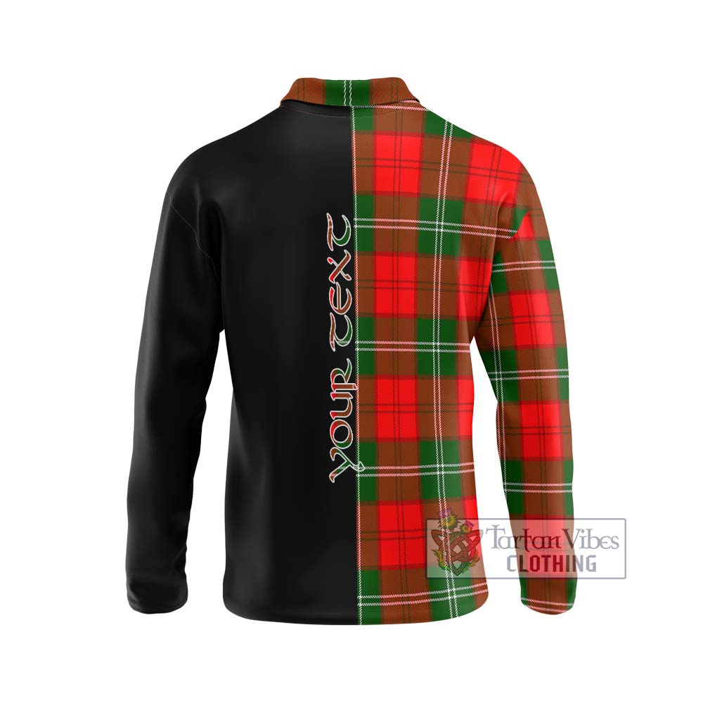 Gartshore Tartan Long Sleeve Polo Shirt with Family Crest and Half Of Me Style - Tartanvibesclothing Shop