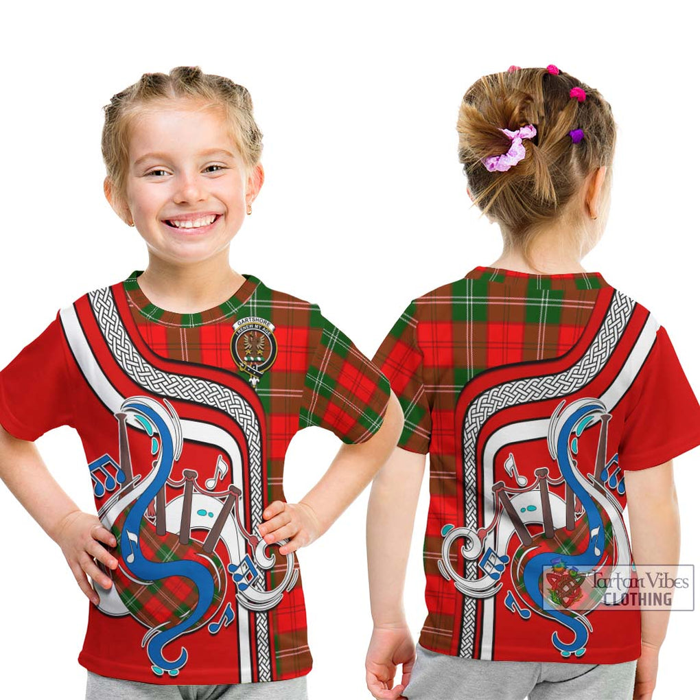 Tartan Vibes Clothing Gartshore Tartan Kid T-Shirt with Epic Bagpipe Style