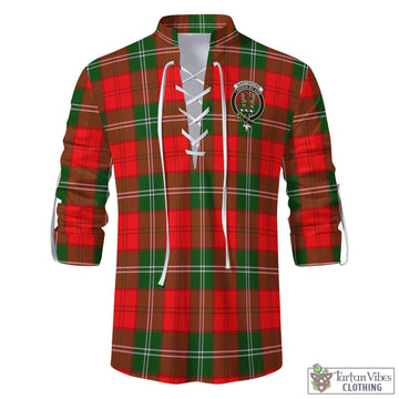 Gartshore Tartan Men's Scottish Traditional Jacobite Ghillie Kilt Shirt with Family Crest