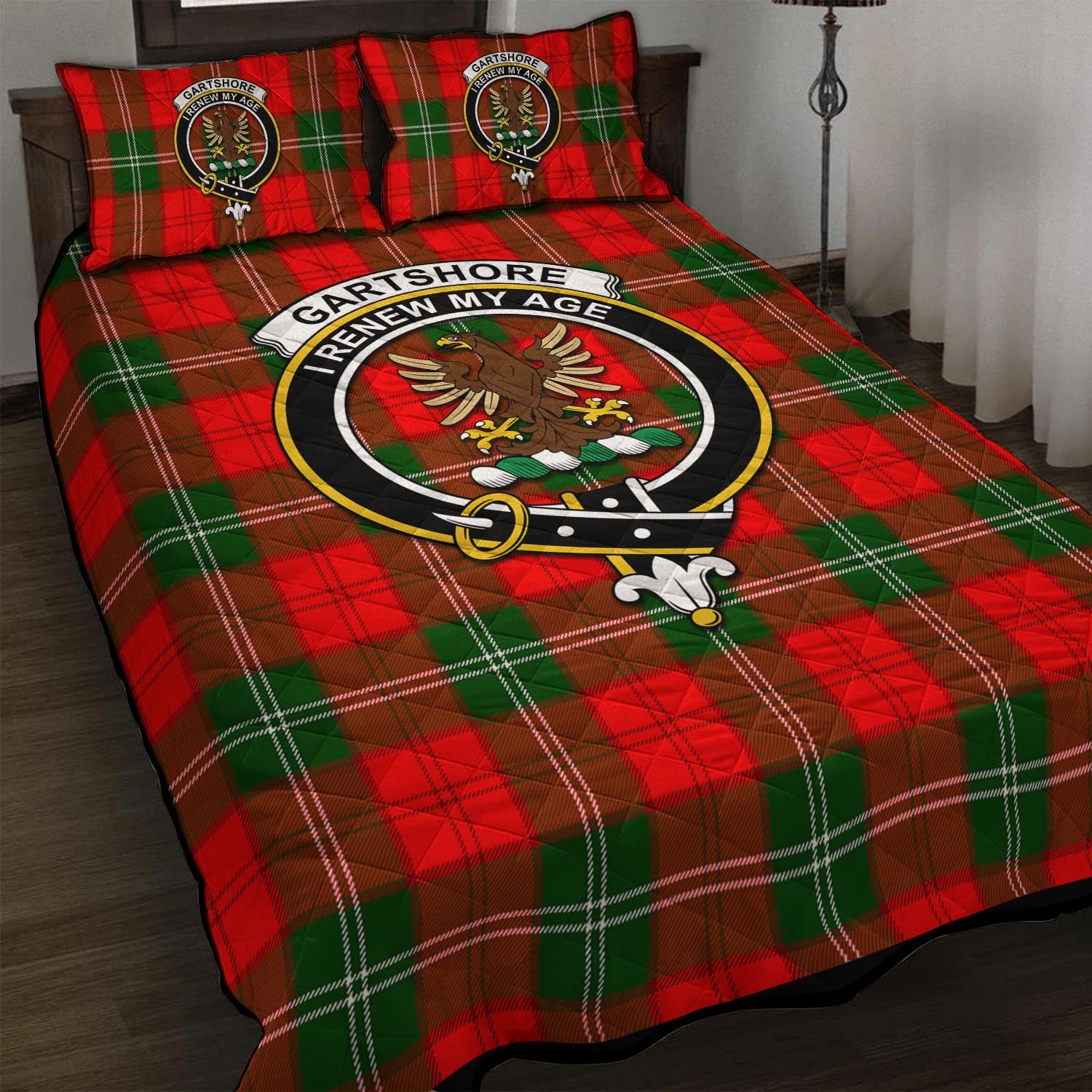 Gartshore Tartan Quilt Bed Set with Family Crest - Tartan Vibes Clothing