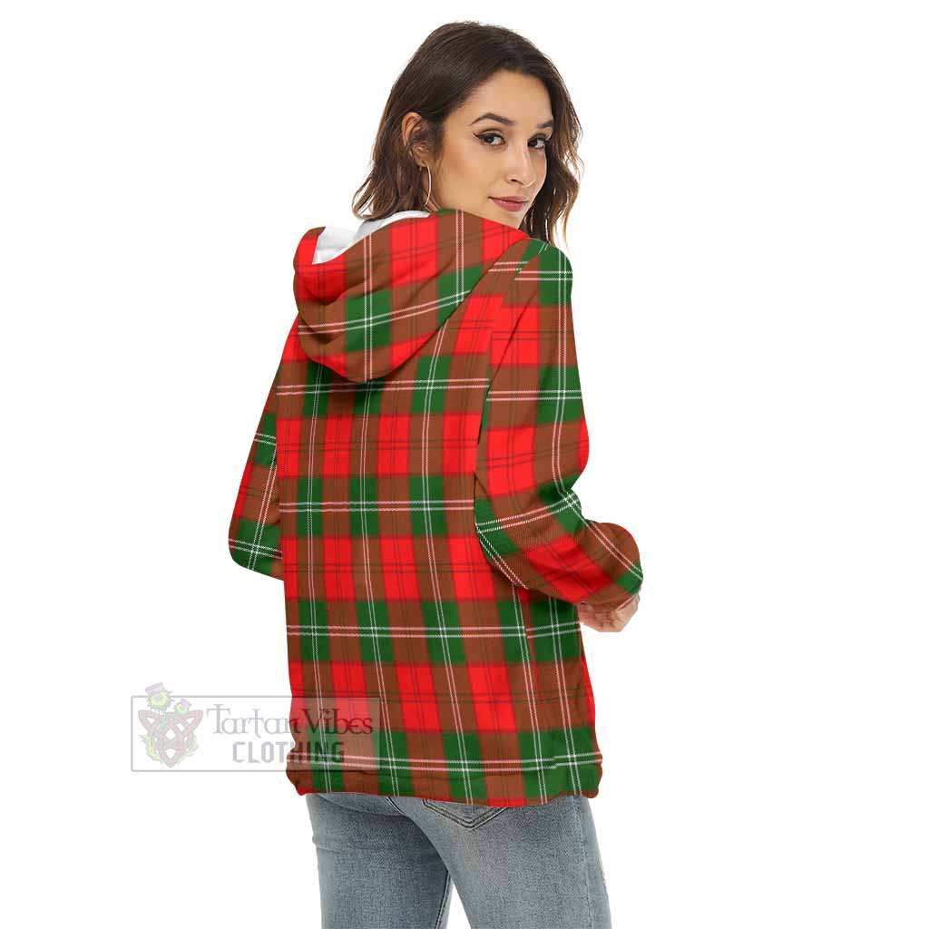 Tartan Vibes Clothing Gartshore Tartan Crest Women's Borg  Half Zip Fleece Hoodie