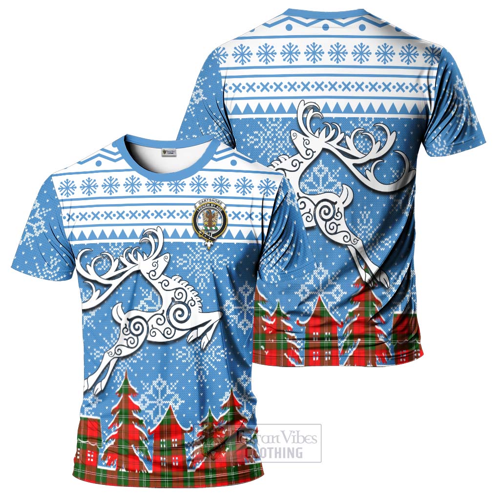 Tartan Vibes Clothing Gartshore Clan Christmas T-Shirt Celtic Reindeer Style