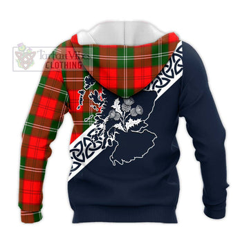 Gartshore Tartan Knitted Hoodie Featuring Thistle and Scotland Map