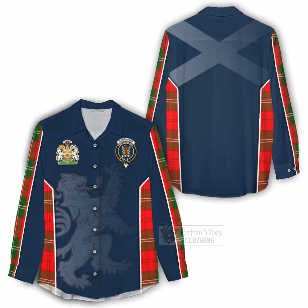 Tartan Vibes Clothing Gartshore Tartan Women's Casual Shirt with Family Crest and Lion Rampant Vibes Sport Style