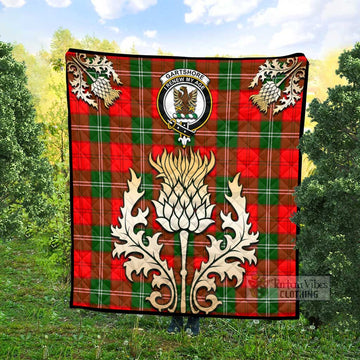 Gartshore Tartan Quilt with Family Crest and Golden Thistle Style