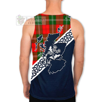 Gartshore Tartan Men's Tank Top Featuring Thistle and Scotland Map