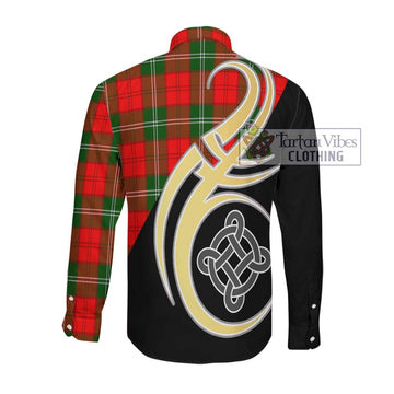 Gartshore Tartan Long Sleeve Button Shirt with Family Crest and Celtic Symbol Style