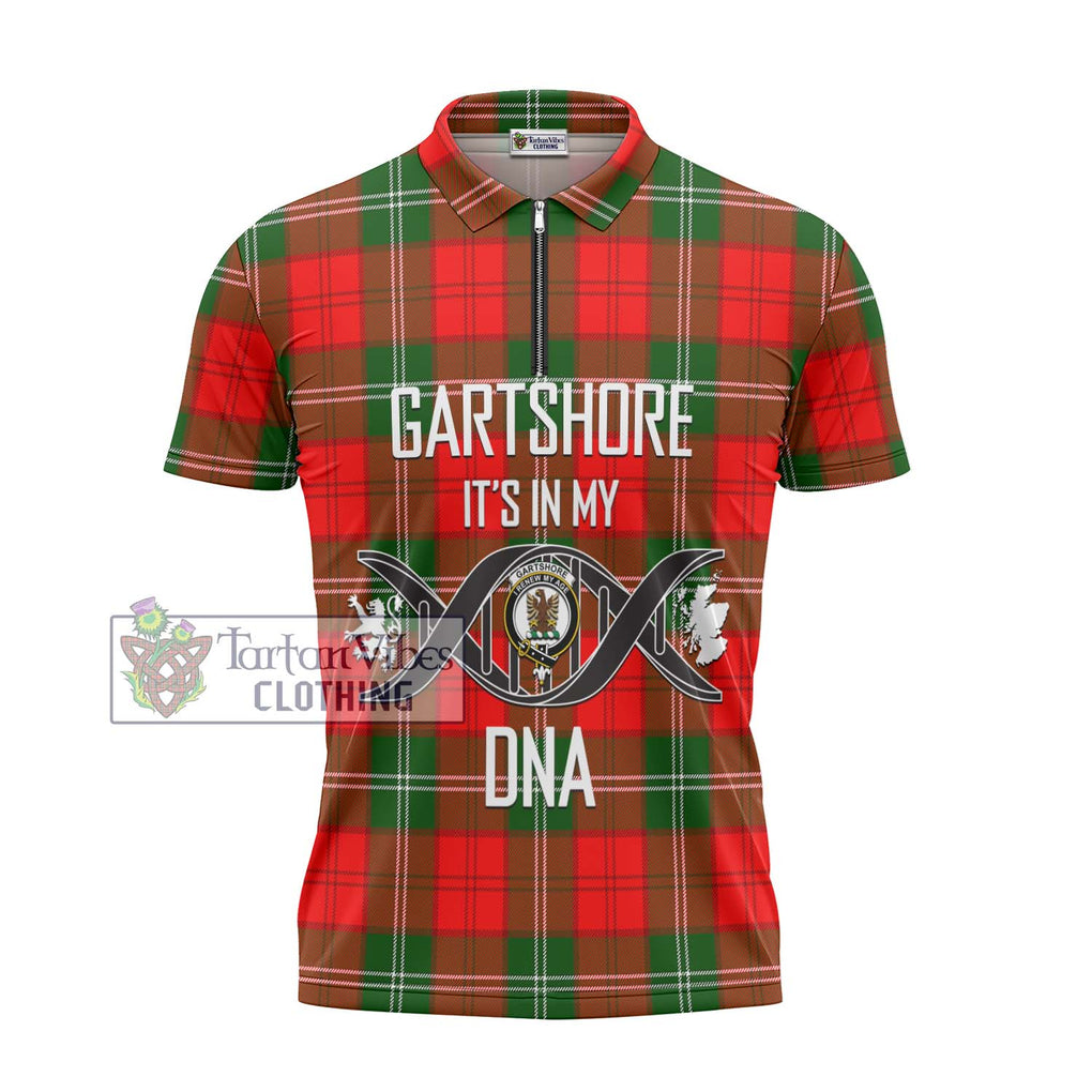 Gartshore Tartan Zipper Polo Shirt with Family Crest DNA In Me Style - Tartanvibesclothing Shop