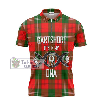 Gartshore Tartan Zipper Polo Shirt with Family Crest DNA In Me Style