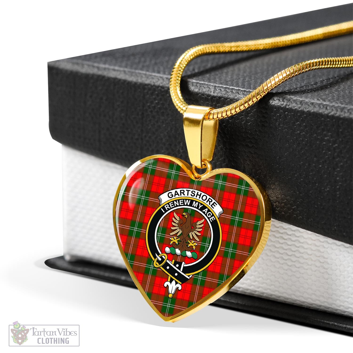 Tartan Vibes Clothing Gartshore Tartan Heart Necklace with Family Crest