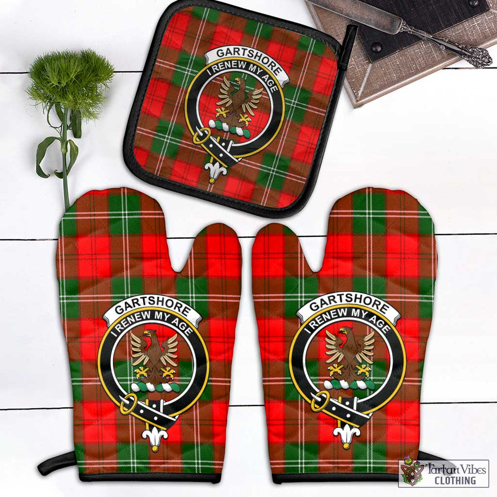 Gartshore Tartan Combo Oven Mitt & Pot-Holder with Family Crest Combo 1 Oven Mitt & 1 Pot-Holder Black - Tartan Vibes Clothing