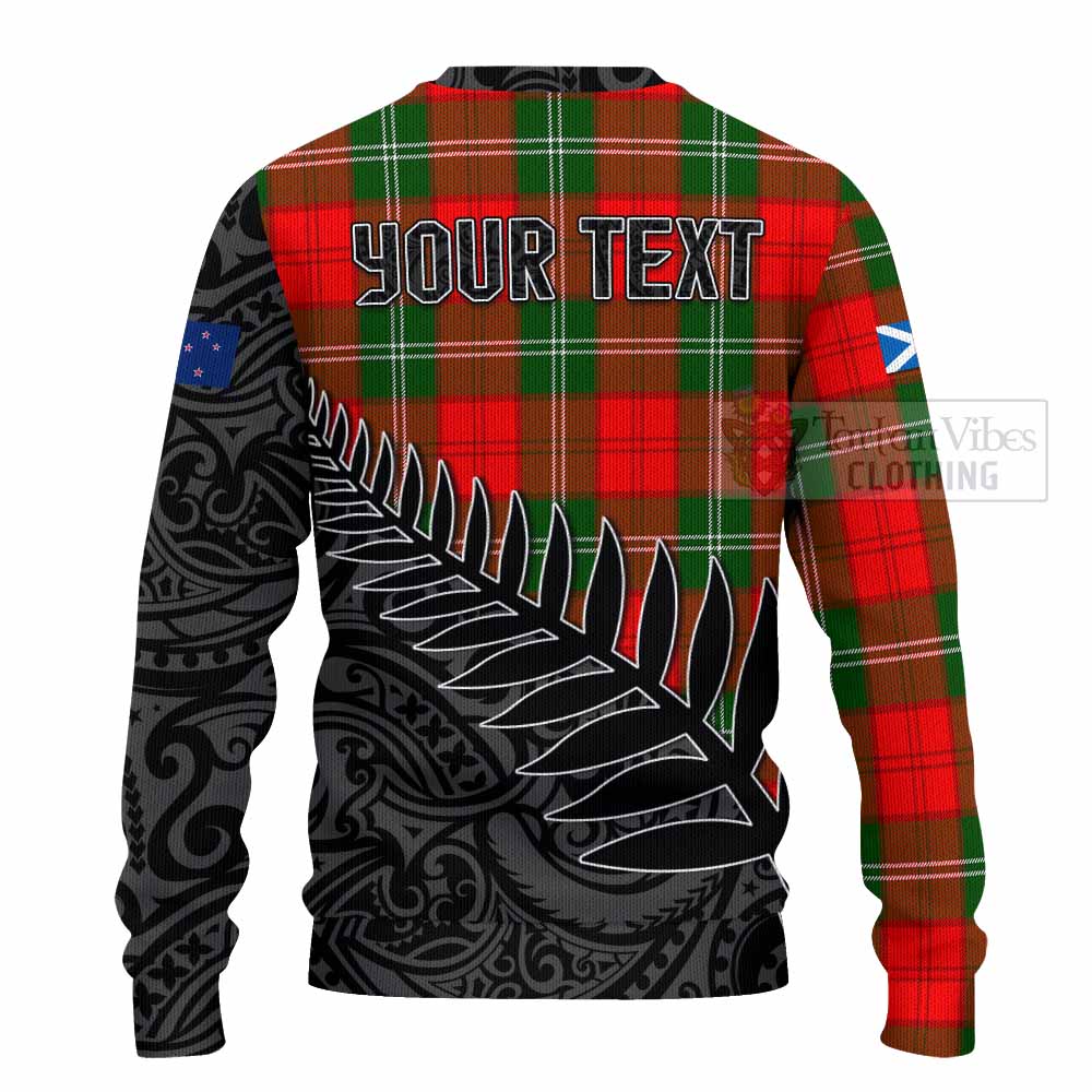 Tartan Vibes Clothing Gartshore Crest Tartan Knitted Sweater with New Zealand Silver Fern Half Style