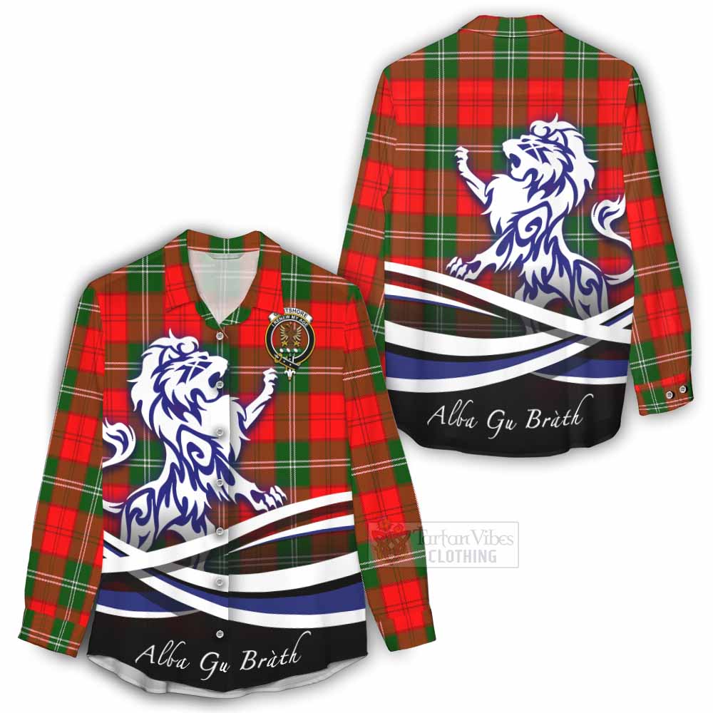 Tartan Vibes Clothing Gartshore Tartan Women's Casual Shirt with Alba Gu Brath Regal Lion Emblem