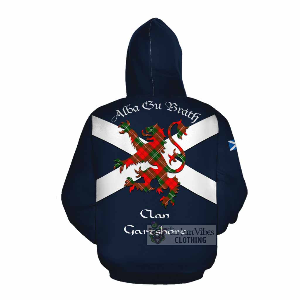 Tartan Vibes Clothing Gartshore Tartan Lion Rampant Cotton Hoodie Proudly Display Your Heritage with Alba Gu Brath and Clan Name