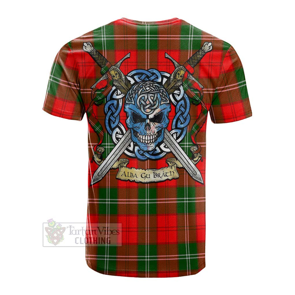 Tartan Vibes Clothing Gartshore Tartan Cotton T-shirt with Family Crest Celtic Skull Style