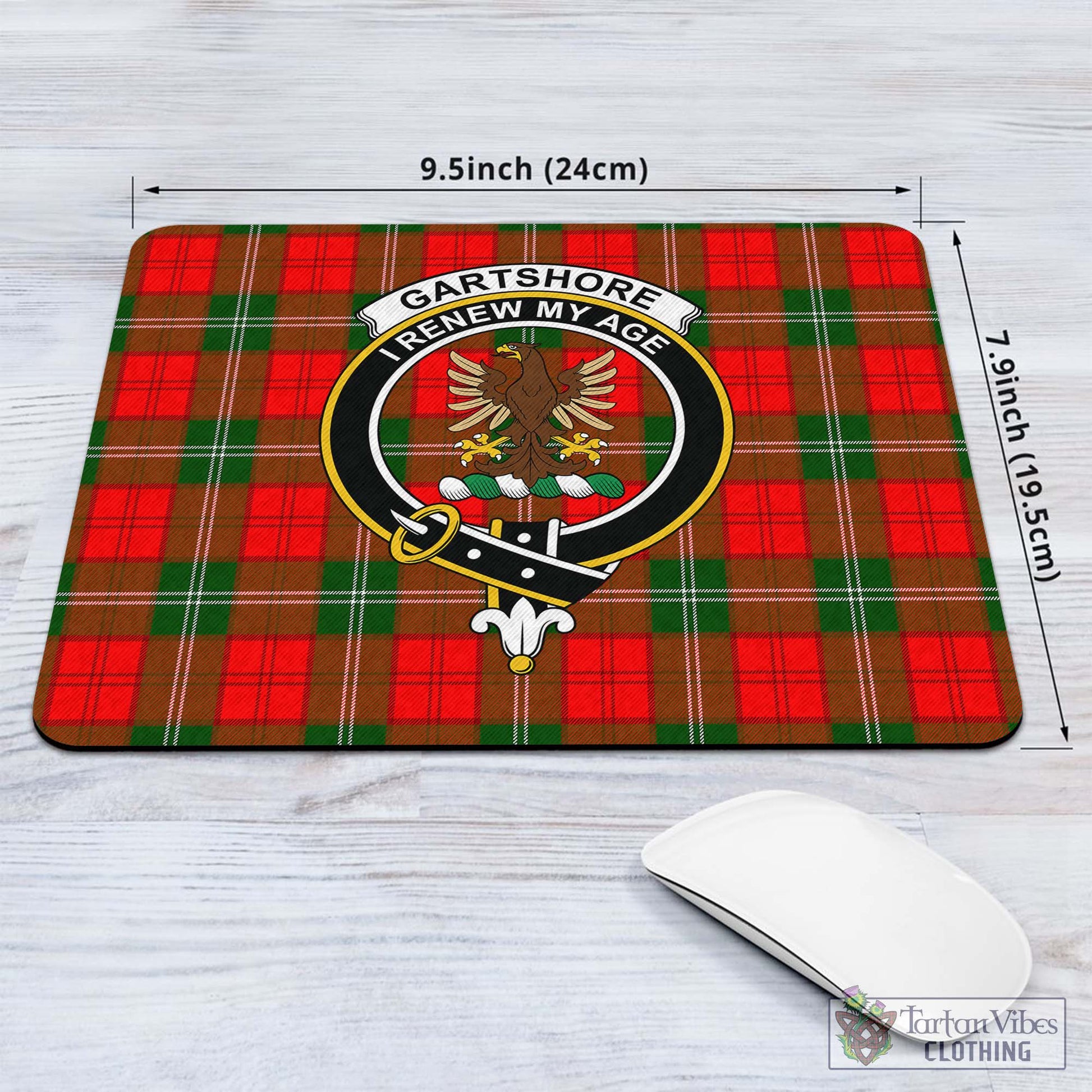 Tartan Vibes Clothing Gartshore Tartan Mouse Pad with Family Crest