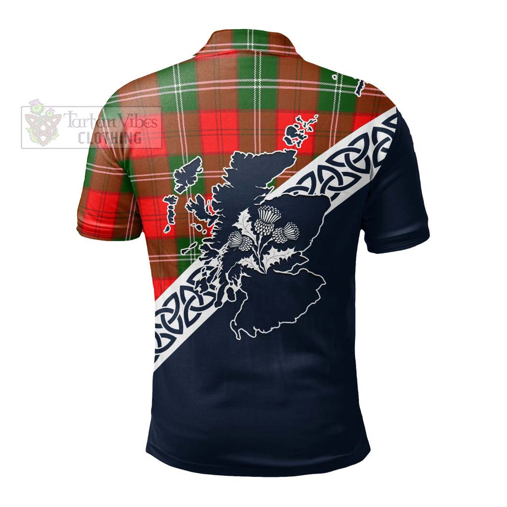 Gartshore Tartan Polo Shirt Featuring Thistle and Scotland Map