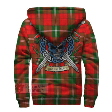 Gartshore Tartan Sherpa Hoodie with Family Crest Celtic Skull Style