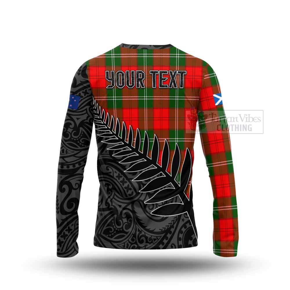 Tartan Vibes Clothing Gartshore Crest Tartan Long Sleeve T-Shirt with New Zealand Silver Fern Half Style