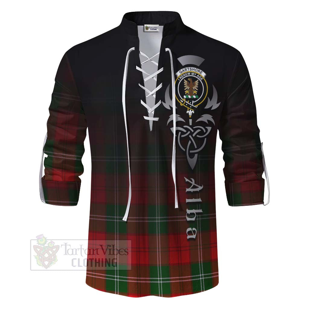 Tartan Vibes Clothing Gartshore Tartan Ghillie Kilt Shirt Featuring Alba Gu Brath Family Crest Celtic Inspired