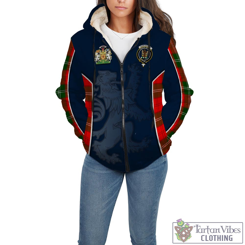 Tartan Vibes Clothing Gartshore Tartan Sherpa Hoodie with Family Crest and Lion Rampant Vibes Sport Style