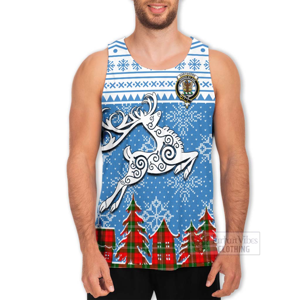 Tartan Vibes Clothing Gartshore Clan Christmas Men's Tank Top Celtic Reindeer Style