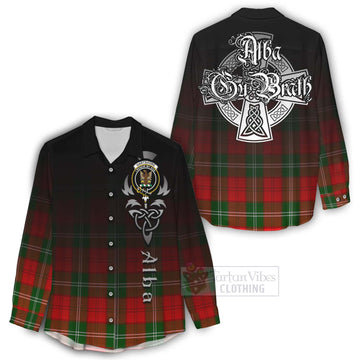 Gartshore Tartan Women's Casual Shirt Featuring Alba Gu Brath Family Crest Celtic Inspired