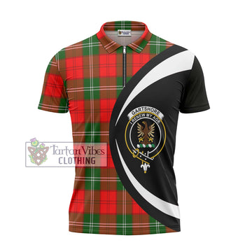 Gartshore Tartan Zipper Polo Shirt with Family Crest Circle Style