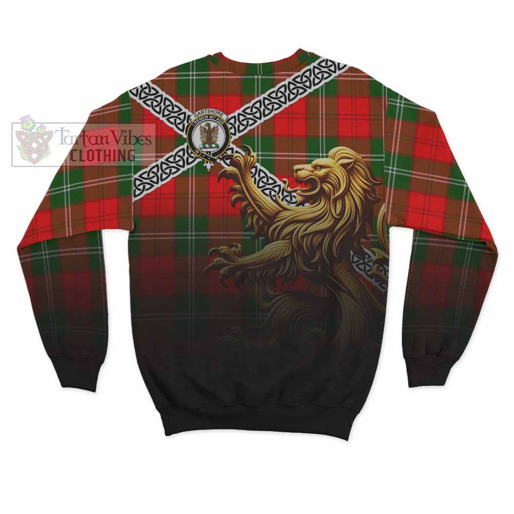 Gartshore Crest Tartan Sweatshirt with Golden Lion Emblem Celtic Style - Tartan Vibes Clothing