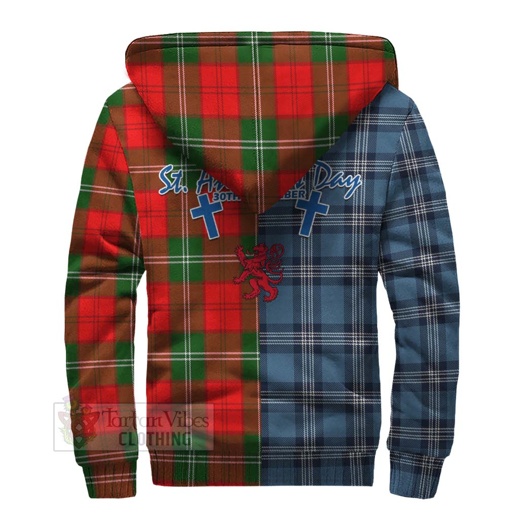 Tartan Vibes Clothing Gartshore Tartan Sherpa Hoodie Happy St. Andrew's Day Half Tartan Style