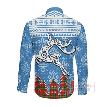 Gartshore Clan Christmas Long Sleeve Button Shirt Celtic Reindeer Style