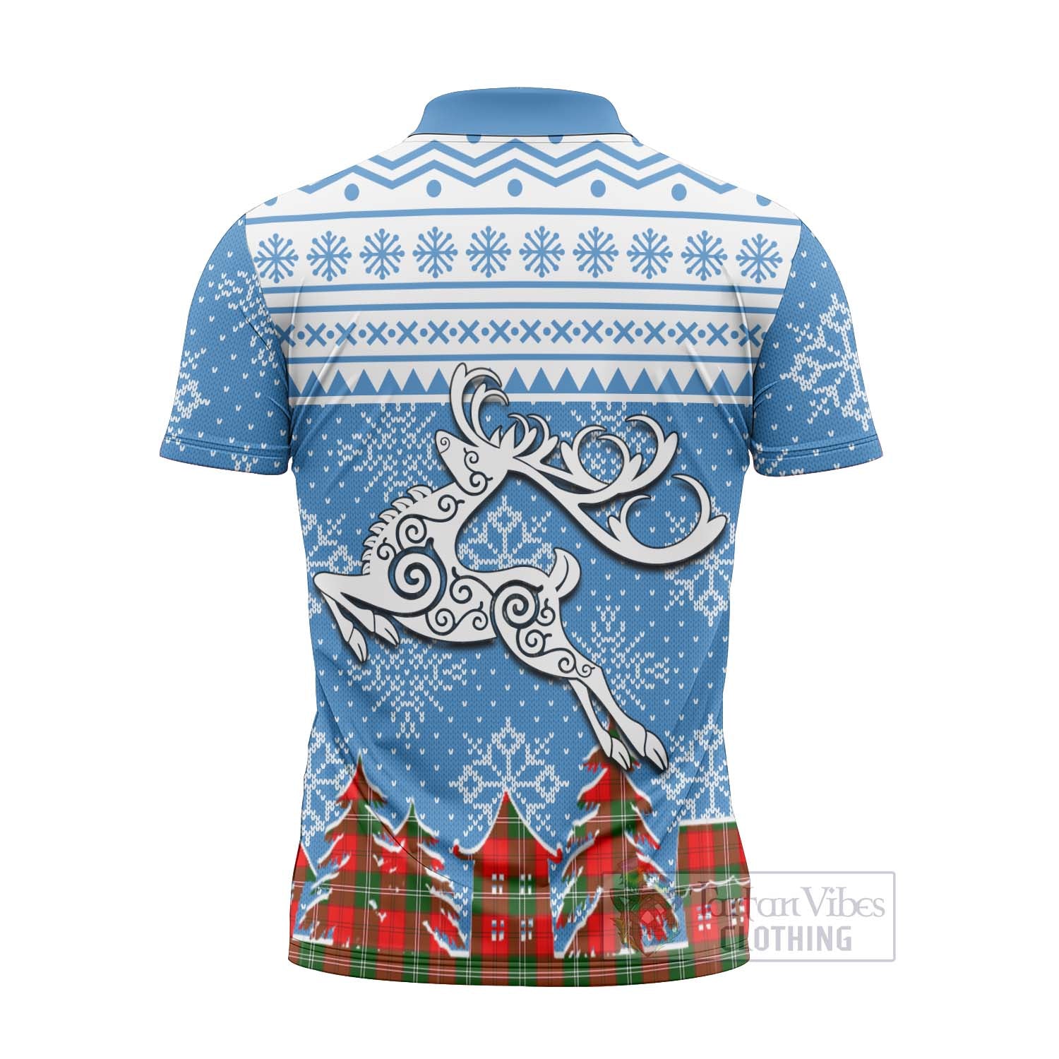 Tartan Vibes Clothing Gartshore Clan Christmas Zipper Polo Shirt Celtic Reindeer Style