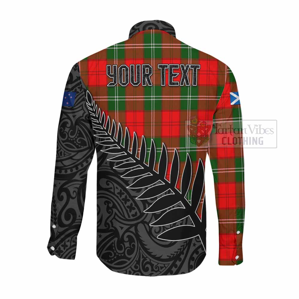 Tartan Vibes Clothing Gartshore Crest Tartan Long Sleeve Button Shirt with New Zealand Silver Fern Half Style