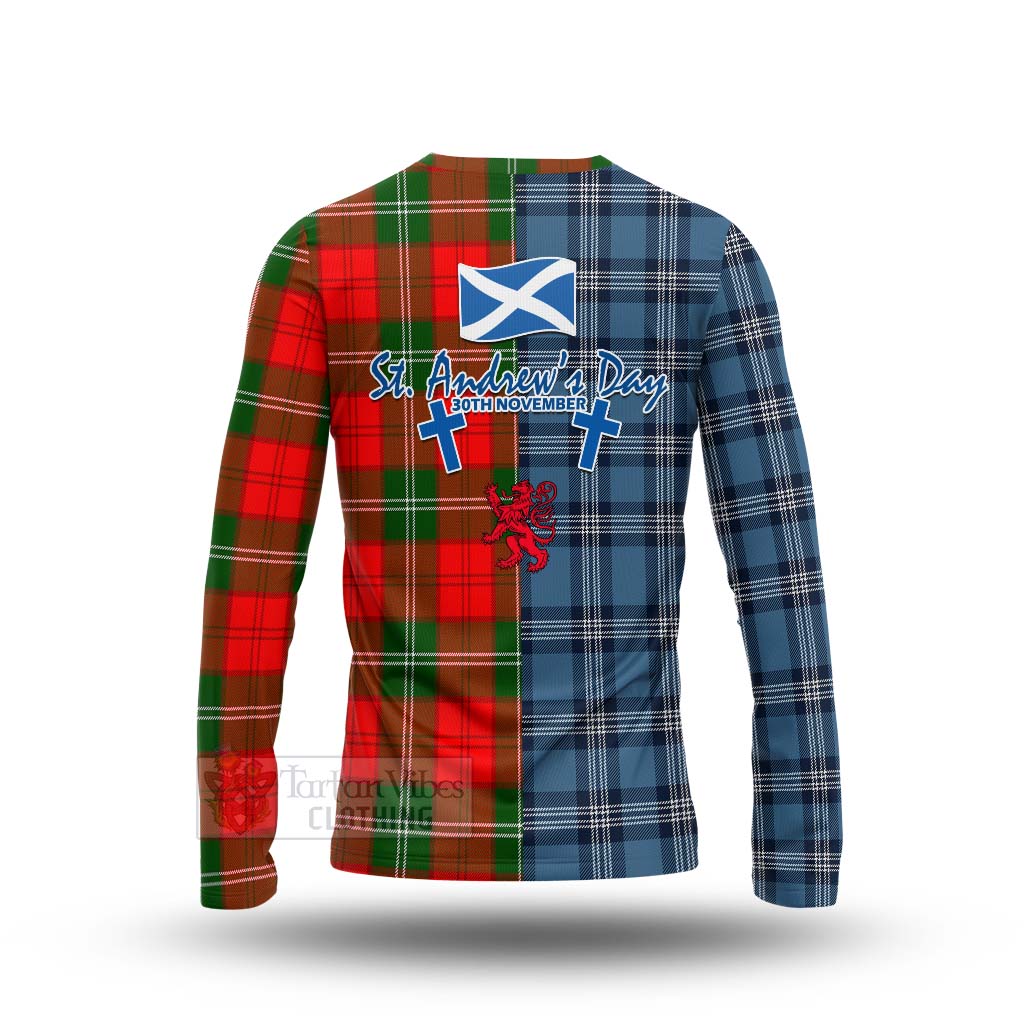 Tartan Vibes Clothing Gartshore Tartan Long Sleeve T-Shirt Happy St. Andrew's Day Half Tartan Style