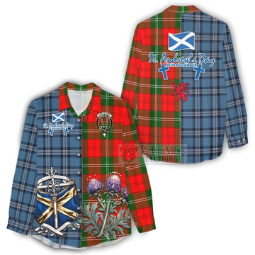 Gartshore Tartan Women's Casual Shirt Happy St. Andrew's Day Half Tartan Style