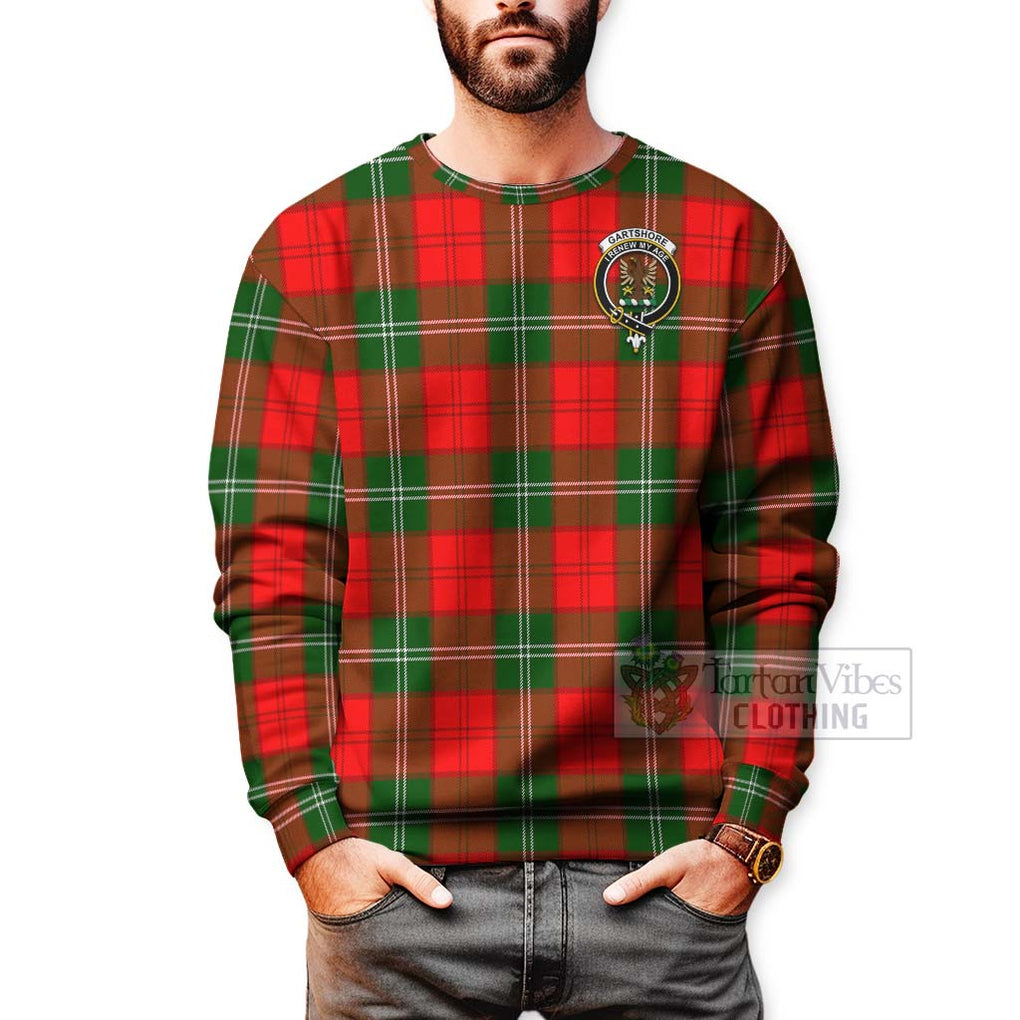 Tartan Vibes Clothing Gartshore Tartan Sweatshirt with Family Crest and Bearded Skull Holding Bottles of Whiskey