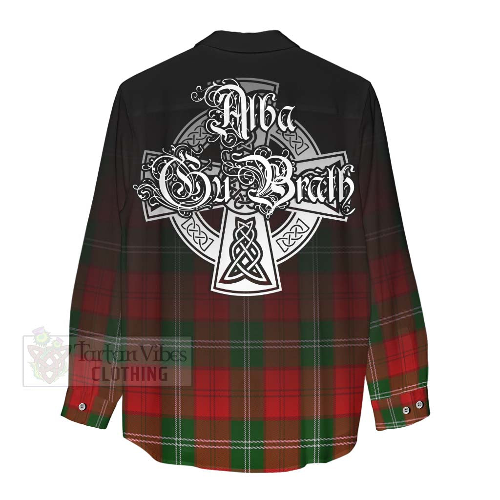 Tartan Vibes Clothing Gartshore Tartan Women's Casual Shirt Featuring Alba Gu Brath Family Crest Celtic Inspired