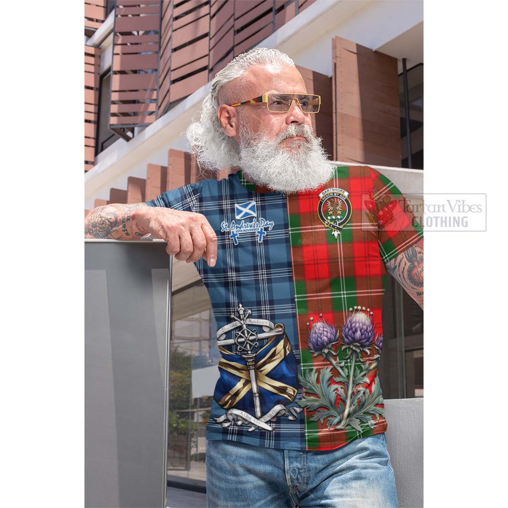 Tartan Vibes Clothing Gartshore Tartan Cotton T-shirt Happy St. Andrew's Day Half Tartan Style