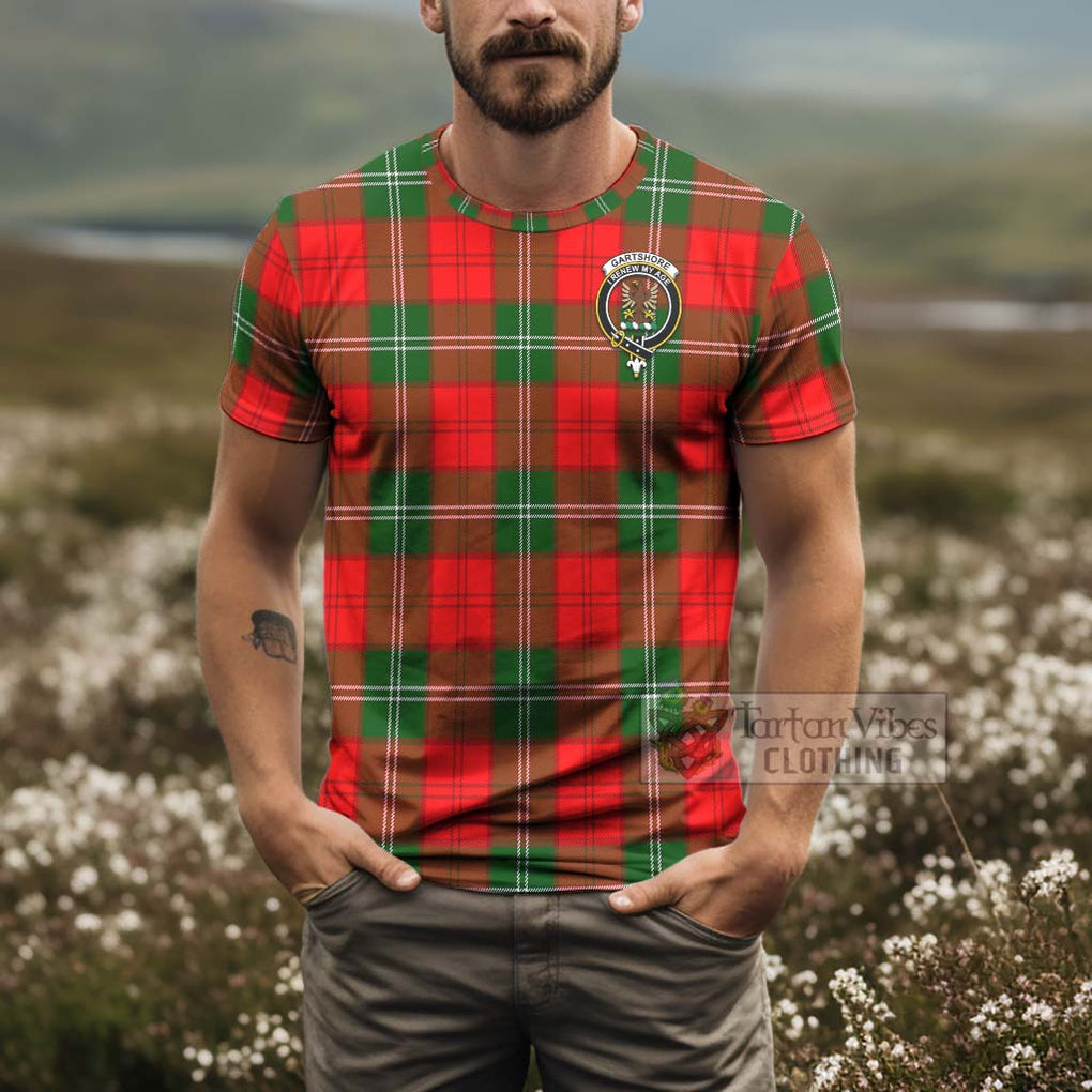 Tartan Vibes Clothing Gartshore Tartan T-Shirt with Family Crest and Bearded Skull Holding Bottles of Whiskey