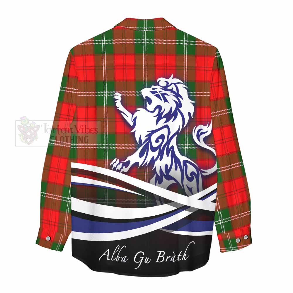 Tartan Vibes Clothing Gartshore Tartan Women's Casual Shirt with Alba Gu Brath Regal Lion Emblem