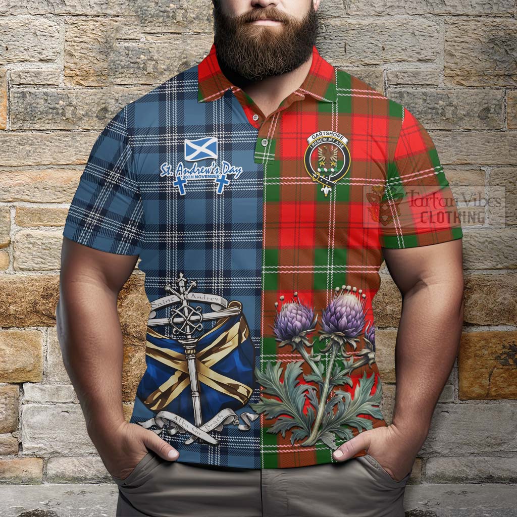 Tartan Vibes Clothing Gartshore Tartan Polo Shirt Happy St. Andrew's Day Half Tartan Style