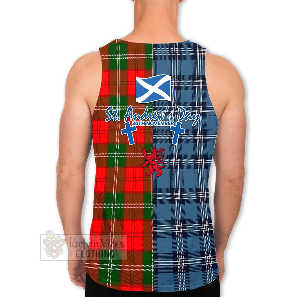 Tartan Vibes Clothing Gartshore Tartan Men's Tank Top Happy St. Andrew's Day Half Tartan Style