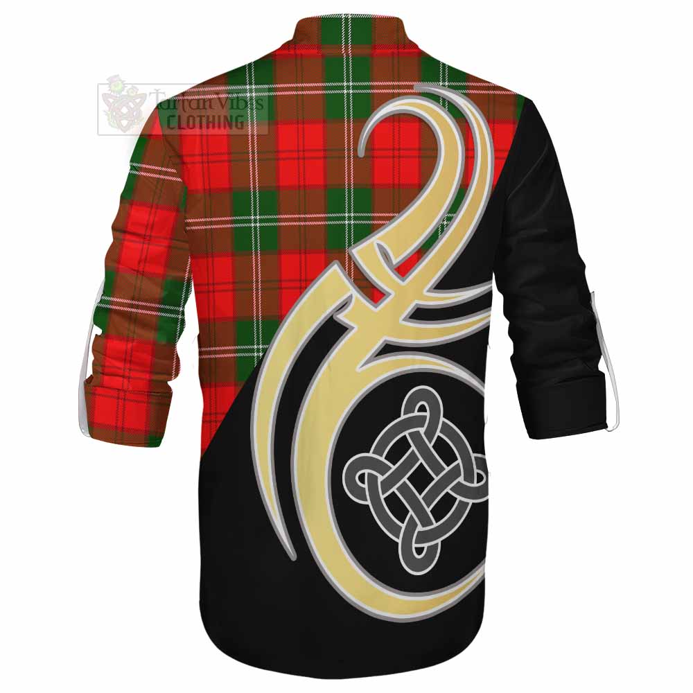 Tartan Vibes Clothing Gartshore Tartan Ghillie Kilt Shirt with Family Crest and Celtic Symbol Style