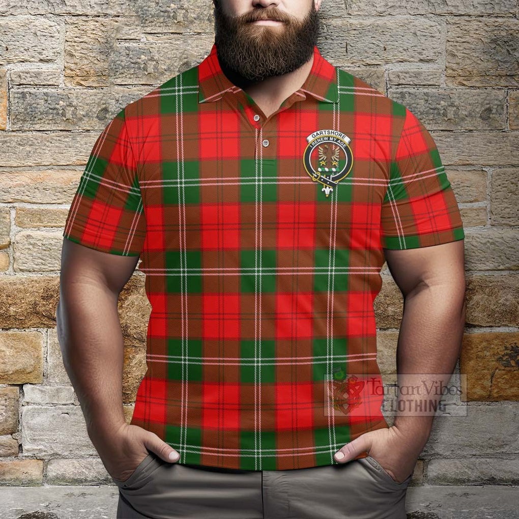 Tartan Vibes Clothing Gartshore Tartan Polo Shirt with Family Crest Celtic Skull Style