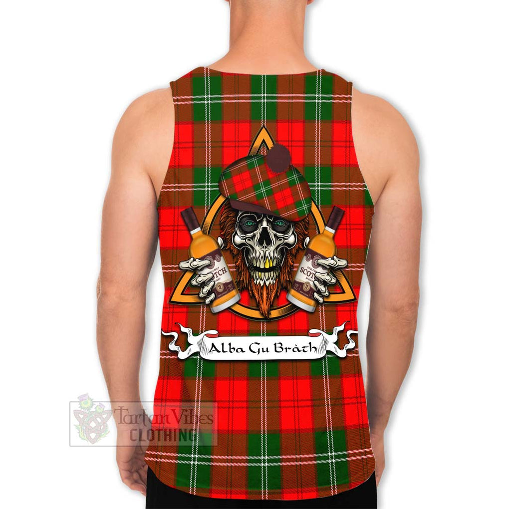 Tartan Vibes Clothing Gartshore Tartan Men's Tank Top with Family Crest and Bearded Skull Holding Bottles of Whiskey