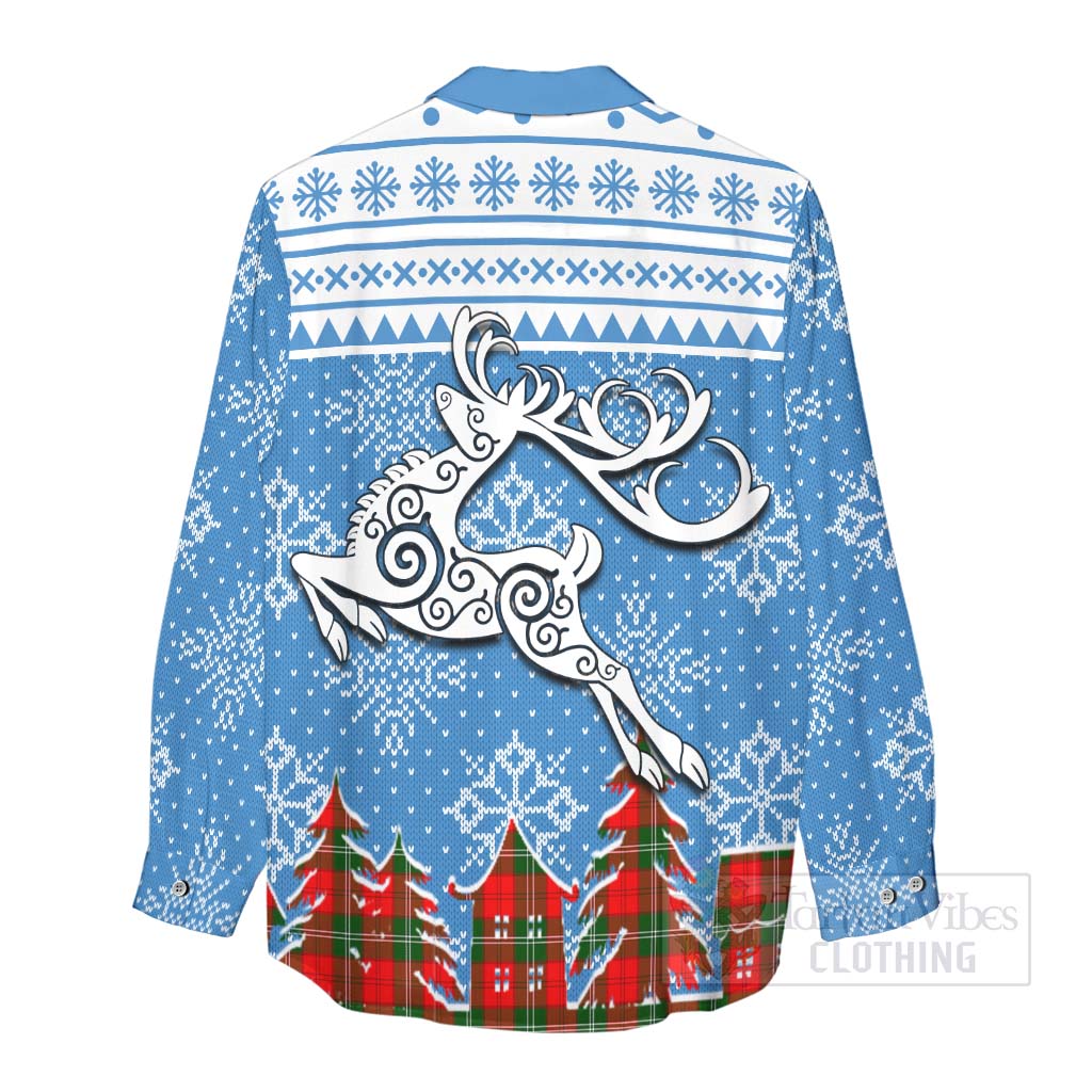 Tartan Vibes Clothing Gartshore Clan Christmas Women's Casual Shirt Celtic Reindeer Style