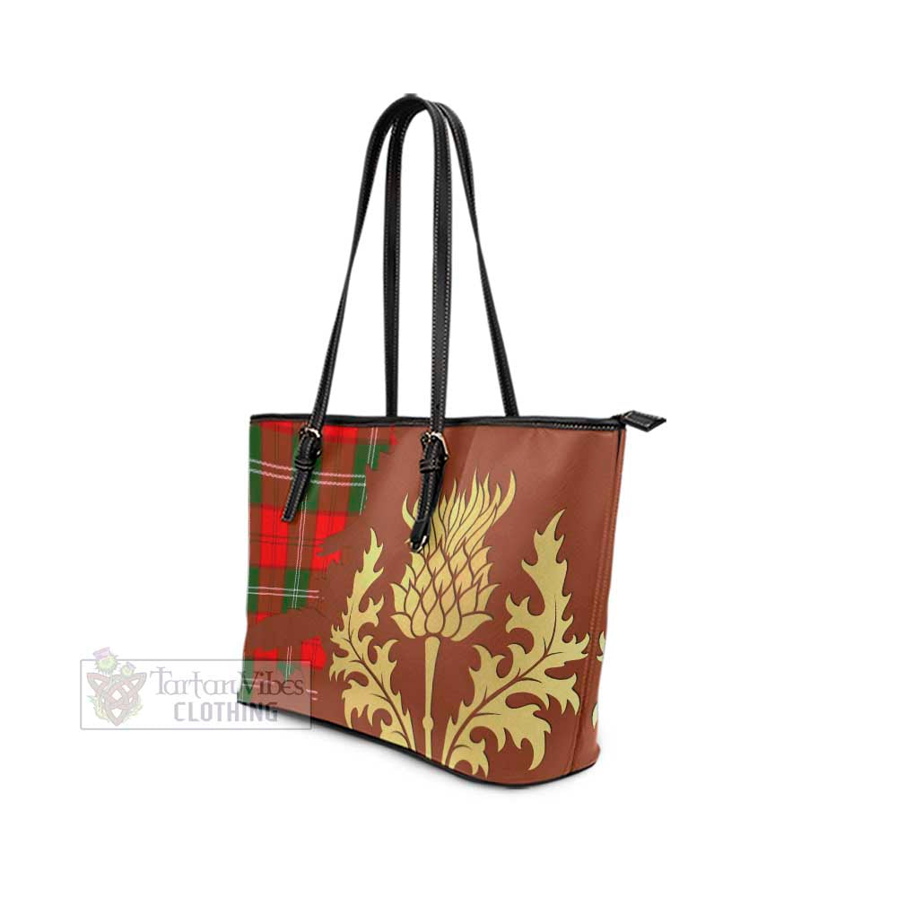 Gartshore Tartan Leather Tote Bag Gold Thistle Style - Tartan Vibes Clothing