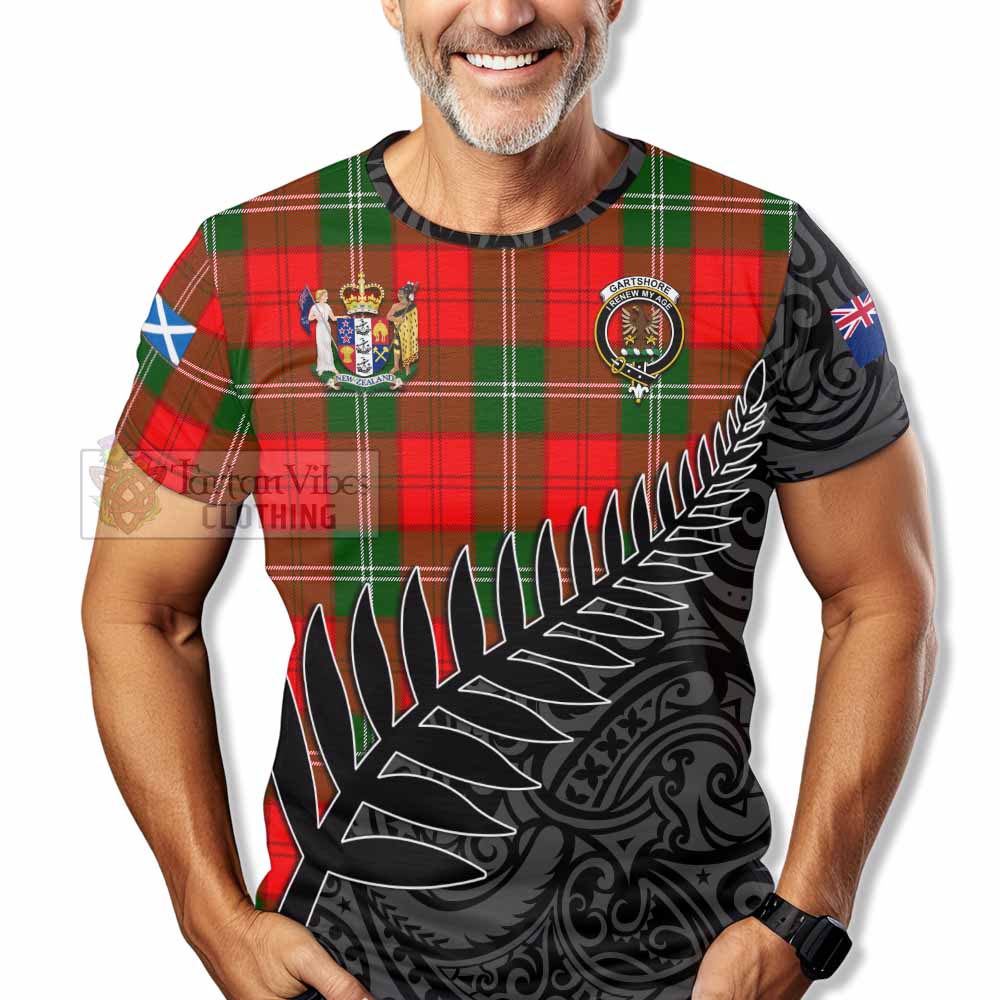 Tartan Vibes Clothing Gartshore Crest Tartan T-Shirt with New Zealand Silver Fern Half Style